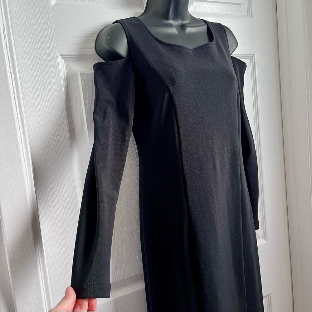 Vintage Yessica Dress Cutout shoulder Black Maxi Women Small fitted cocktail - Picture 2 of 5